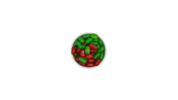 Jelly beans in Christmas colors